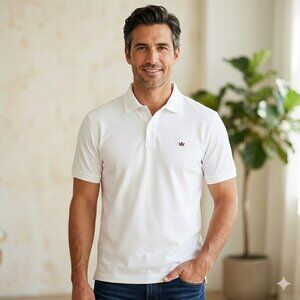 Peter Millar Contemporary Fit Men's Golf Polo Size Medium White Crown Logo